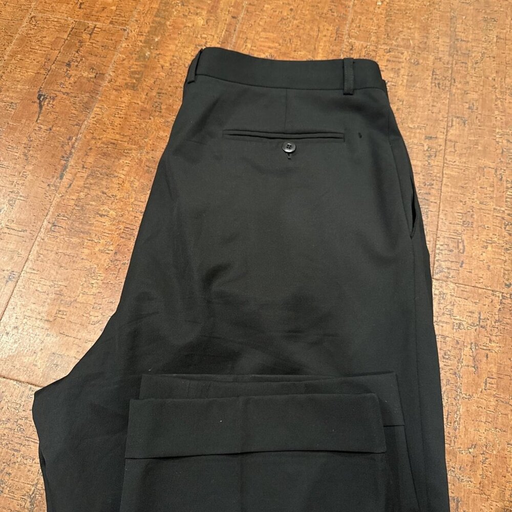 Zanella Men’s Bennett 37X32 Solid Black Dress Pants Pleated Front